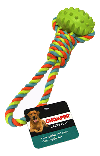 фото Грейфер для собак chomper тяни-толкай мяч овальный с петлей из каната