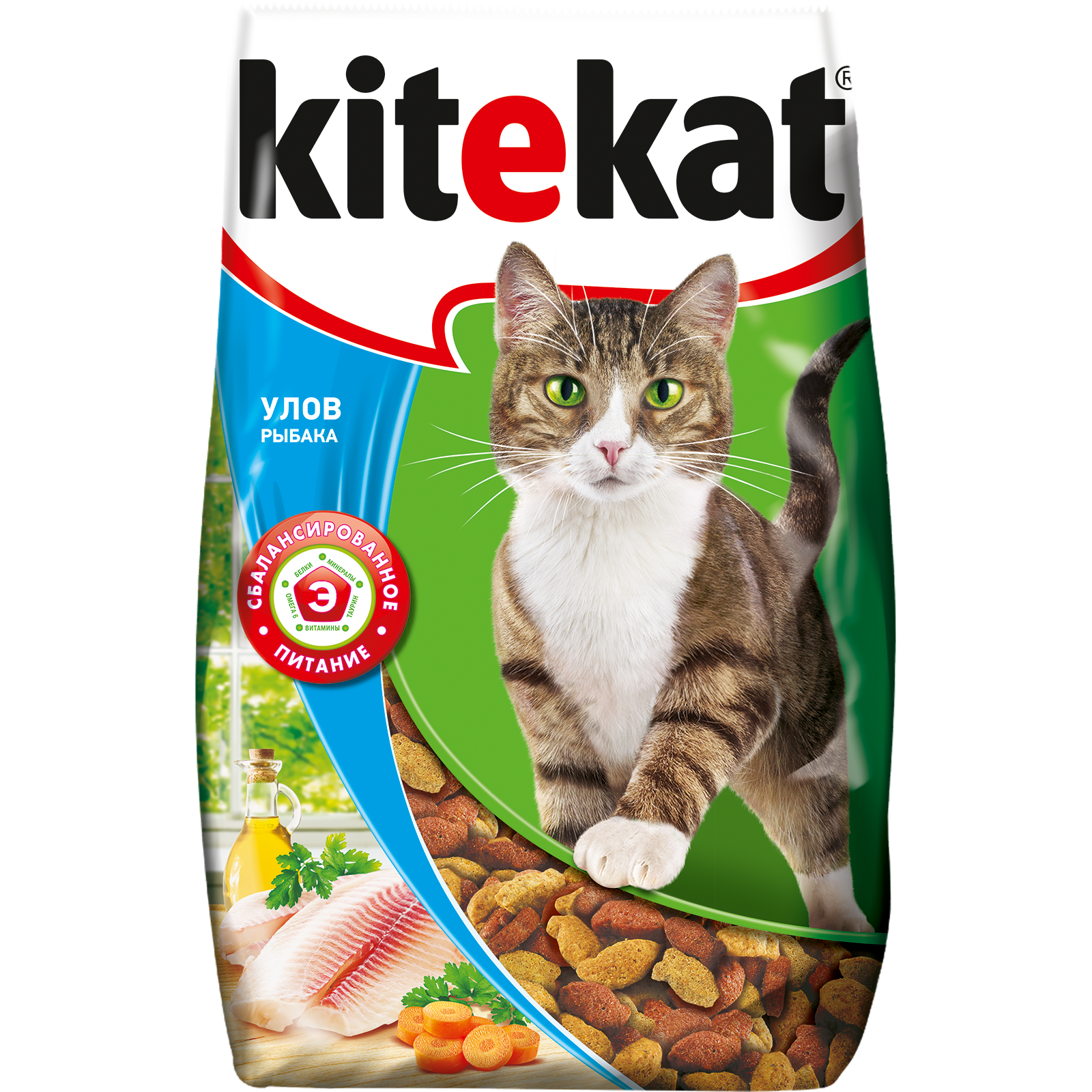 Сухой корм для кошек Kitekat улов рыбака 08кг 199₽