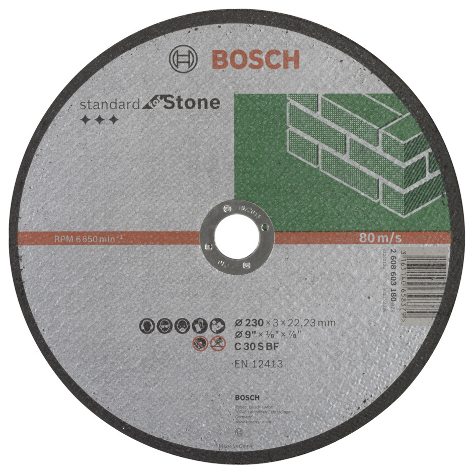 Диск отрезной абразивный Bosch Standard по камн 230х3 прям 2608603180 отрезной диск по камню для угловых шлифмашин dremel 26150688ja