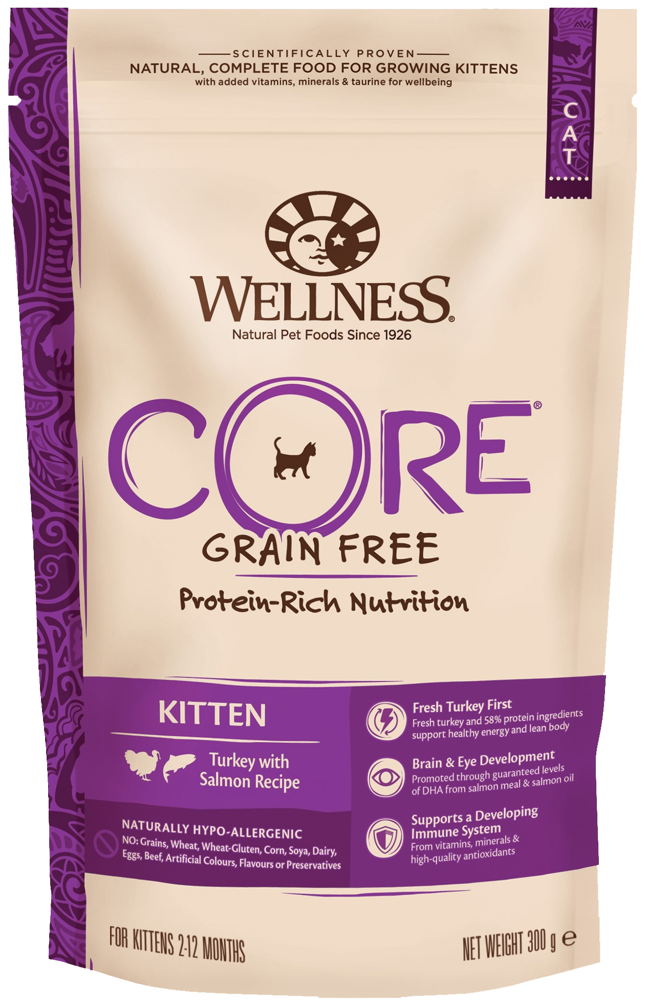 Сухой корм для котят Crockex Wellness Core Kitten беззерновой, индейка с лососем, 0,3кг