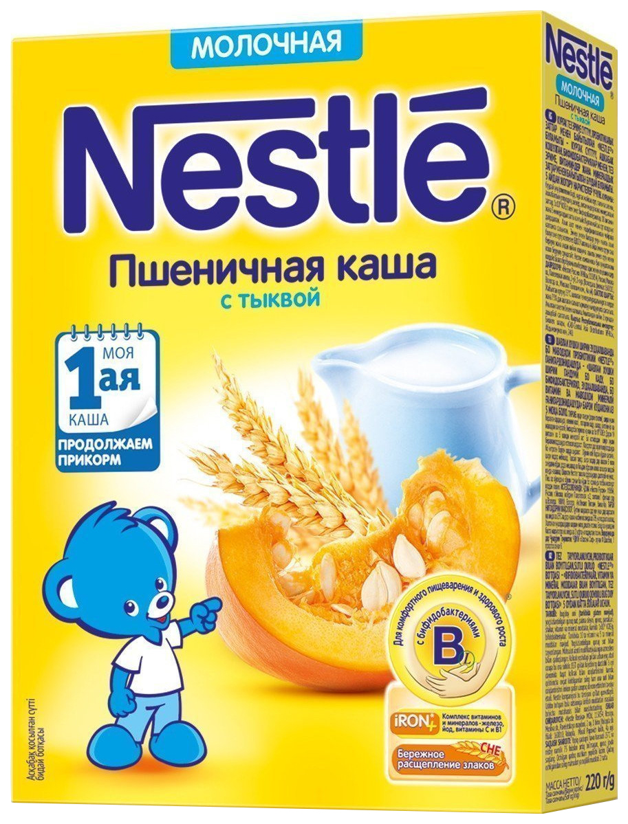 

Каша молочная Nestle Пшеничная с тыквой с 5 мес. 220 г, Пшеничная с тыквой