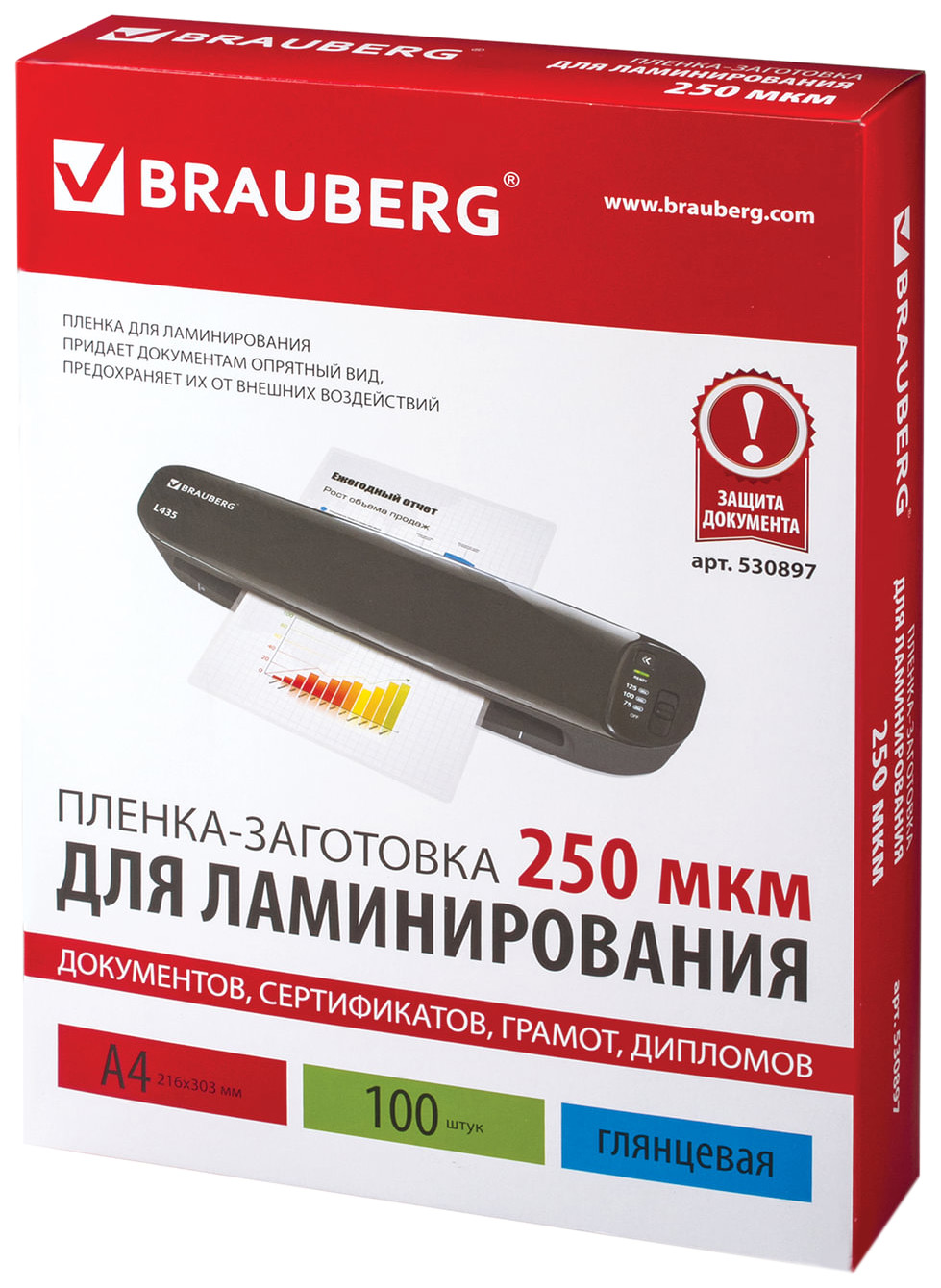 Пленка-заготовка для ламинирования, А4, 250 мкм, 100 штук