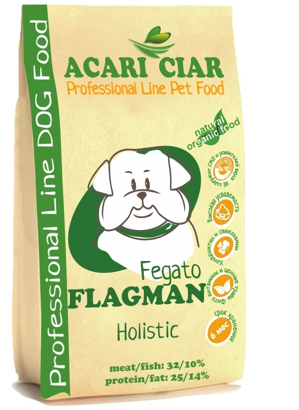 

Сухой корм для собак Acari Ciar Flagman Fegato Holistic, печень, говядина, 13кг, Flagman Fegato Holistic