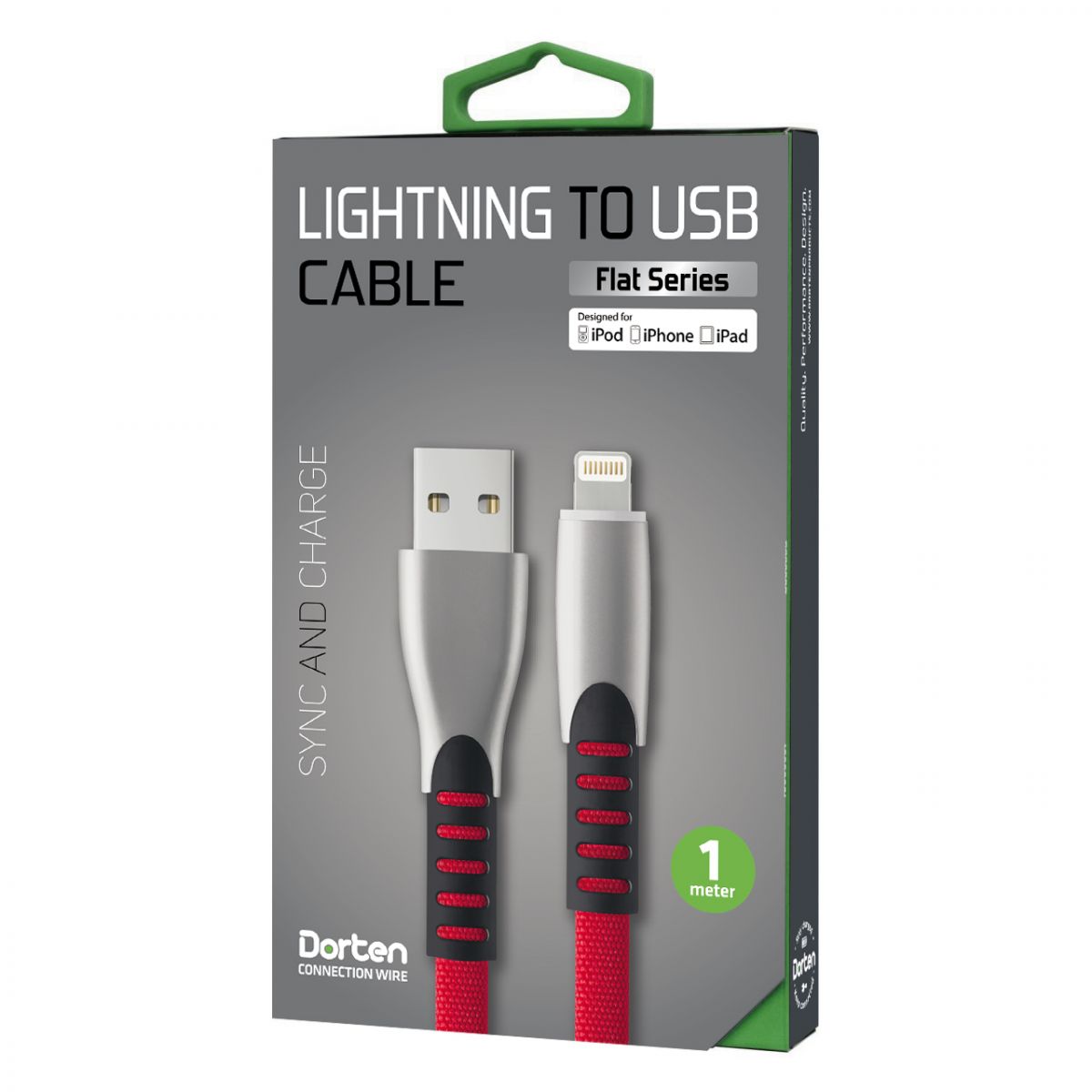 фото Кабель dorten lightning to usb cable canvas series 1 м red для apple lightning