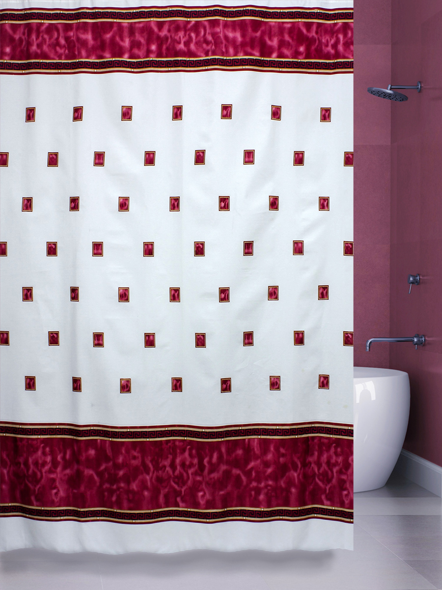 фото Штора для ванной (rome) красная 180*180 bath plus