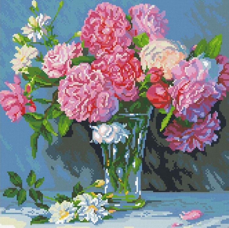 

Алмазная вышивка Паутинка Пионовый букет, 40x40 см, Пионовый букет