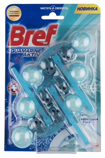 

Блок для унитаза Bref aquamarine aktiv подвесной океанский бриз 50 г 3 штуки