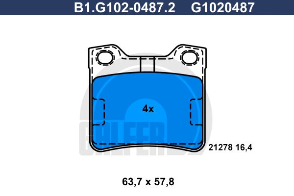 

Комплект тормозных дисковых колодок GALFER B1.G102-0487.2