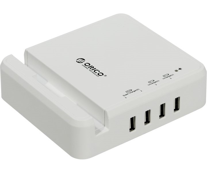 фото Сетевое зарядное устройство orico opc-4us, 4 usb, 2,4 a, white