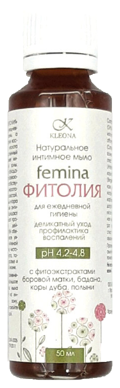 фото Жидкое мыло для интимной гигиены клеона femina-фитолия 50 мл kleona