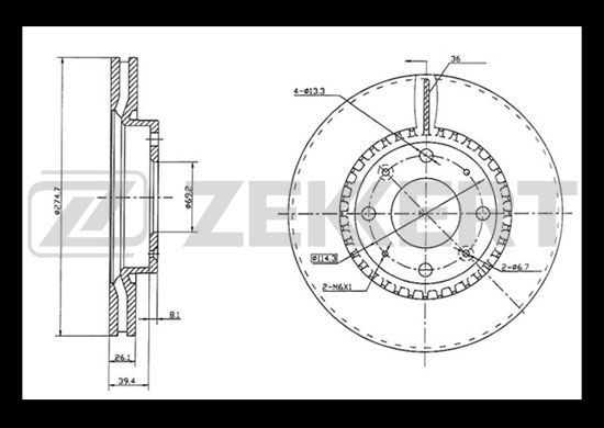 фото Тормозной диск zekkert bs-5476