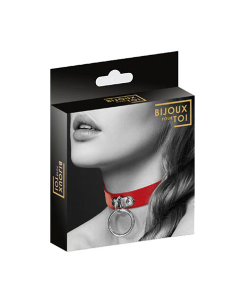 фото Чокер bijoux indiscrets collier fetish rouge с кольцом красный