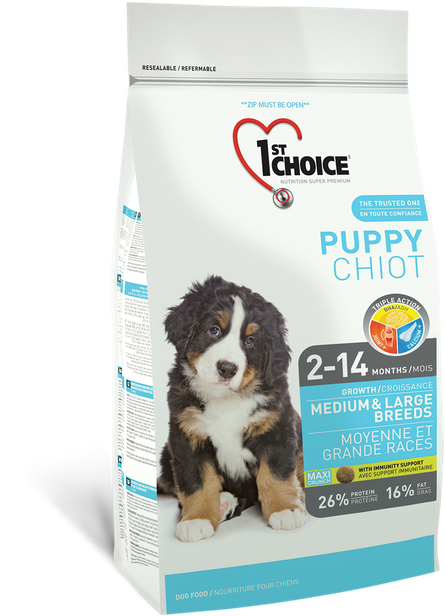 

Сухой корм для щенков 1st choice Puppy Medium&Large Breeds, курица, 15кг, Puppy Medium&Large Breeds