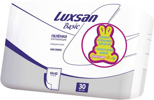 фото Пеленки одноразовые luxsan basic normal 60х60 см, 30 шт.