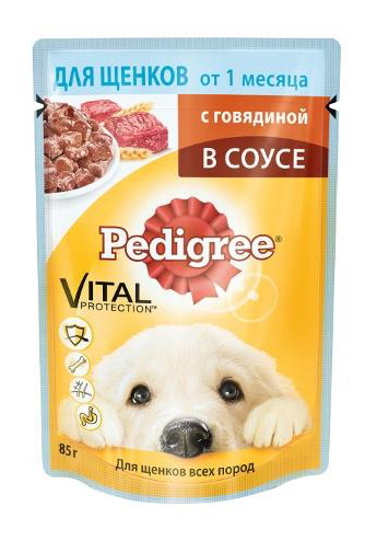 

Влажный корм для щенков Pedigree Vital, говядина, 24шт, 85г, Vital