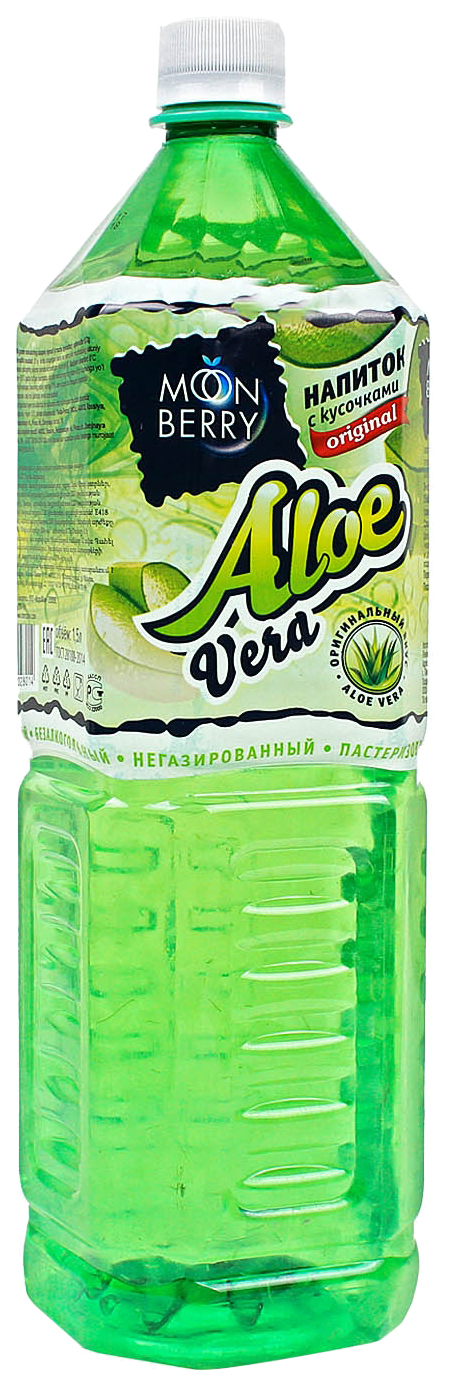 Напиток MoonBerry aloe vera безалкогольный негазированный с кусочками алоэ 1.5 л