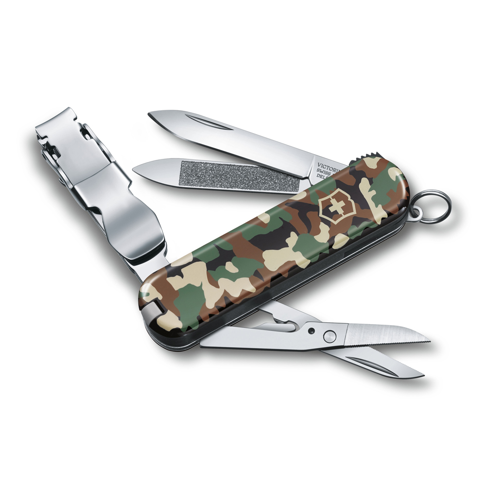 фото Нож-брелок victorinox nailclip зелёный камуфляж 8 функций