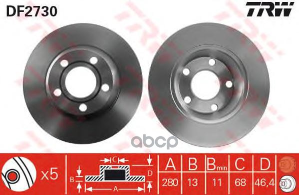 фото Тормозной диск trw/lucas для df2730