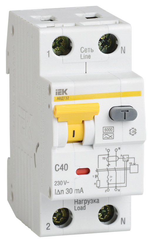 

Выключатель автоматический АВДТ-32, 2 п, 50 А, 100 мА, А, 6 кА, MAD22-5-050-C-100, IEK-3