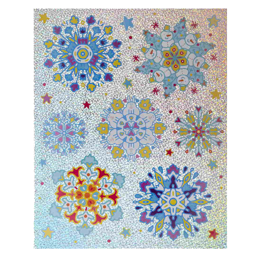 

Наклейки новогодние Феникс Present Разноцветные снежинки 30x38 см