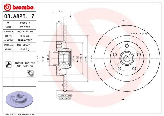 фото Тормозной диск brembo 08a82617