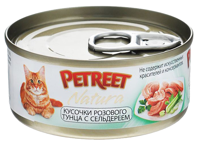 фото Консервы для кошек petreet natura, розовый тунец, сельдерей, 70 г 12 шт