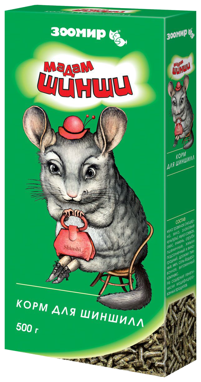 

Сухой корм для шиншилл Зоомир Мадам Шинши, 500 г, 18 шт, Мадам Шинши
