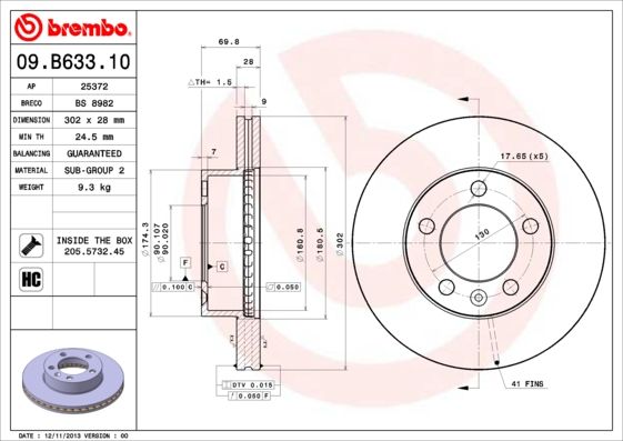 фото Тормозной диск brembo 09.b633.10