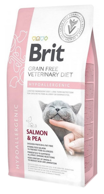 

Сухой корм для кошек Brit Veterinary diet Hypoallergenic, гипоаллергенный, лосось, 0,4кг, Veterinary diet Hypoallergenic