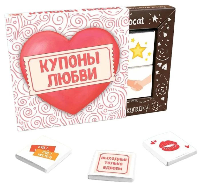 

Набор молочного шоколада Chococat купоны любви 60 г