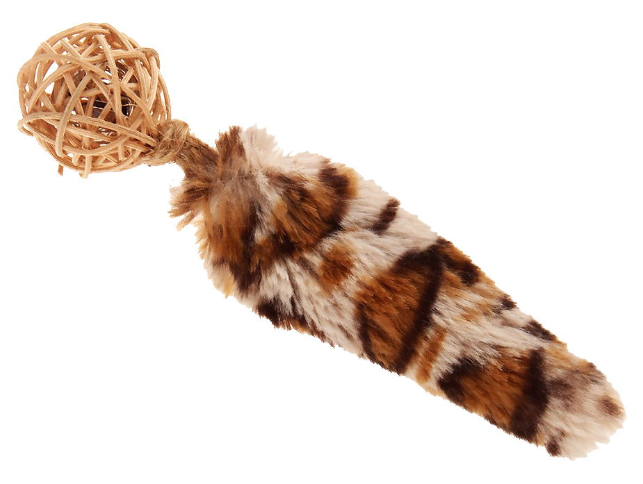 фото Мяч для кошек gigwi catch skratch eko плетеный, искусственный мех, коричневый, 13 см