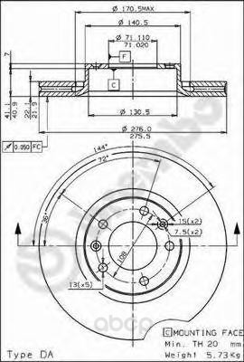 фото Тормозной диск brembo передний 09526410