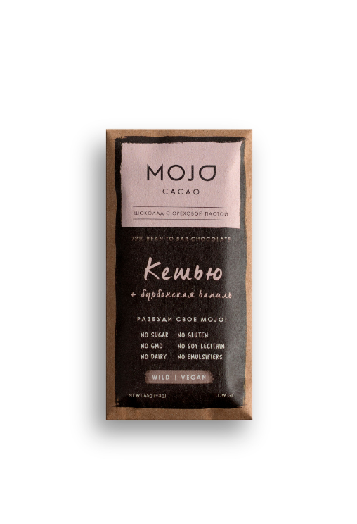 

Шоколад Mojo Cacao горький Кешью и бурбонская ваниль 65 г