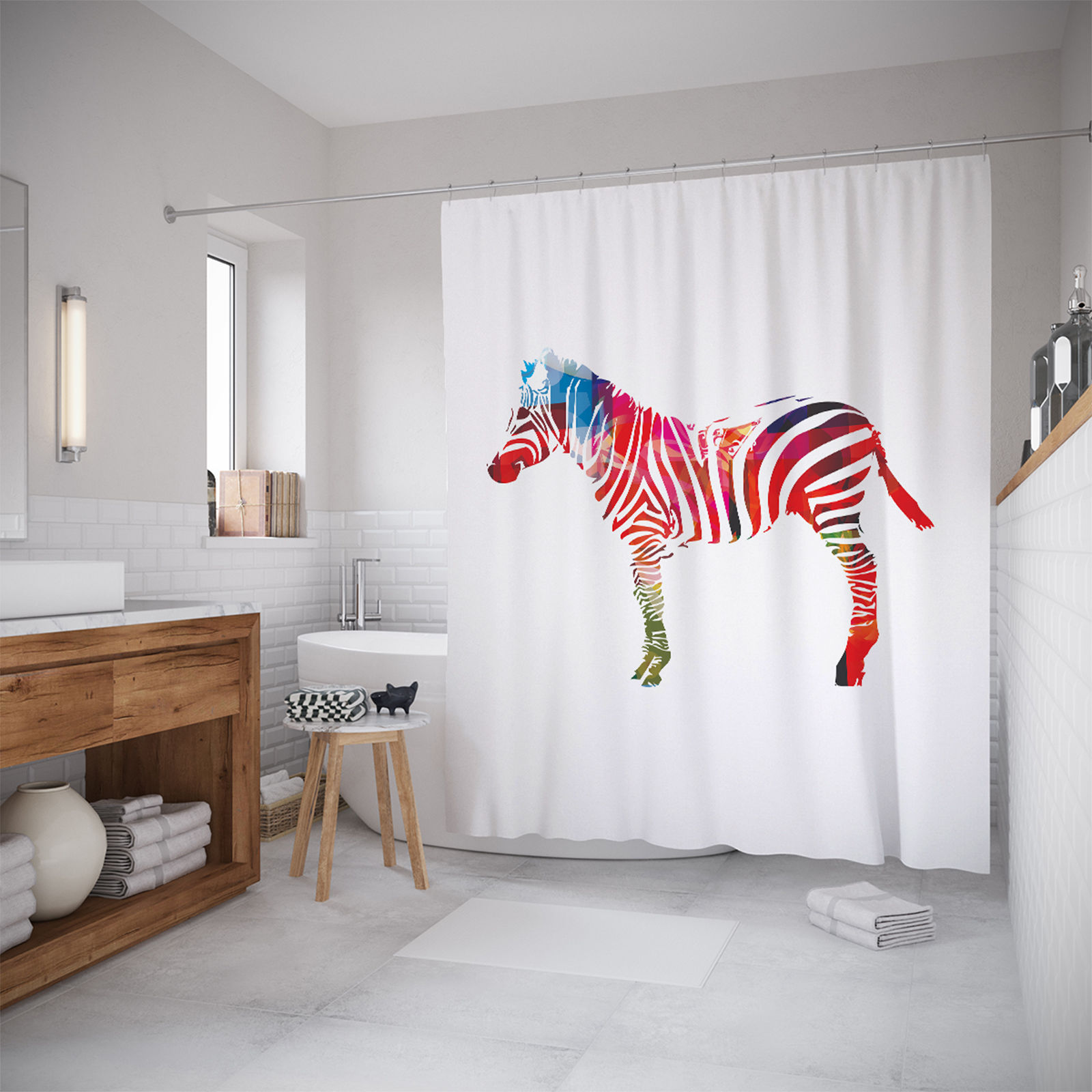 фото Шторы (фотошторы) для ванной joyarty «краски зебры» 180x20