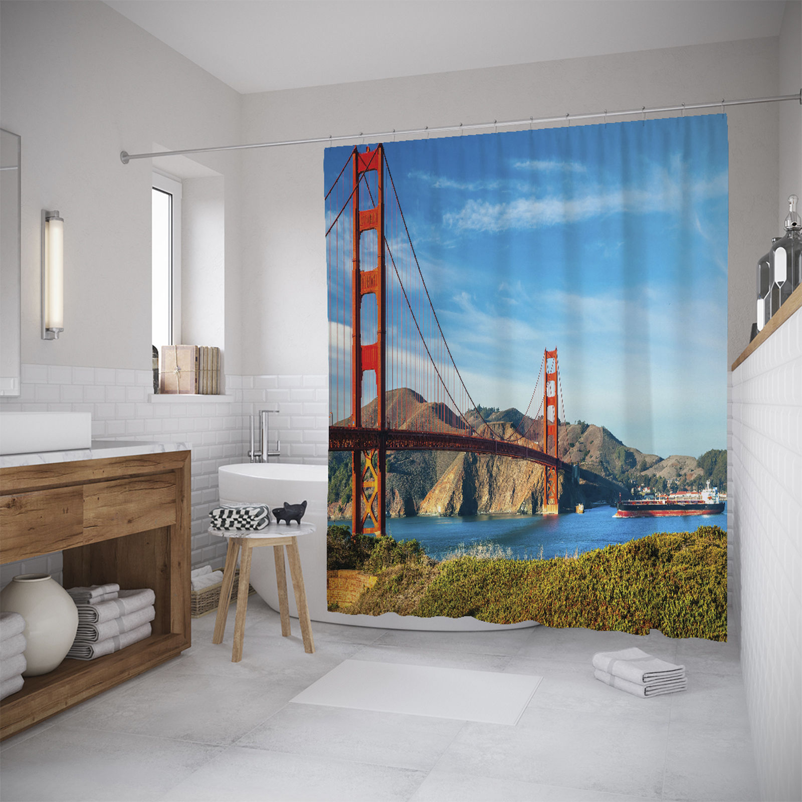 

Штора для ванной JoyArty «Мост в Америке» 180x200, Зеленый