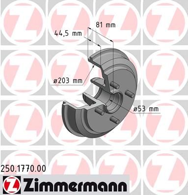 

Тормозной барабан ZIMMERMANN 250.1770.00