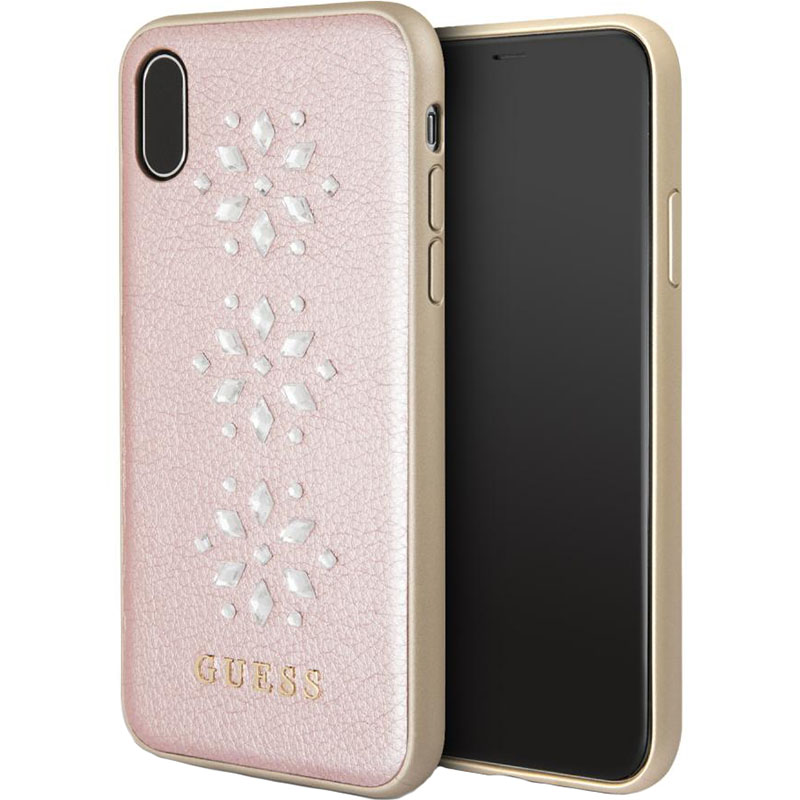 фото Чехол guess snowflakes hard pu для iphone x pink