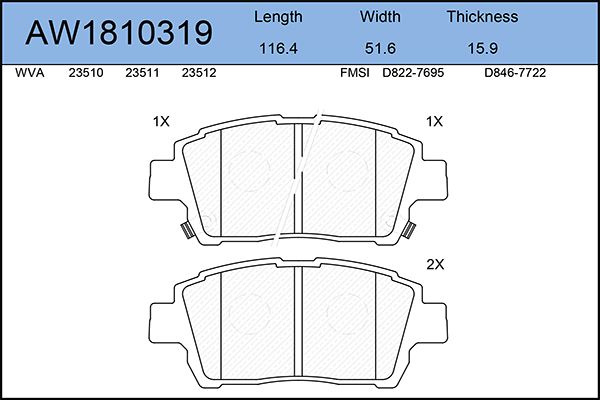 

Тормозные колодки AywiParts дисковые AW1810319