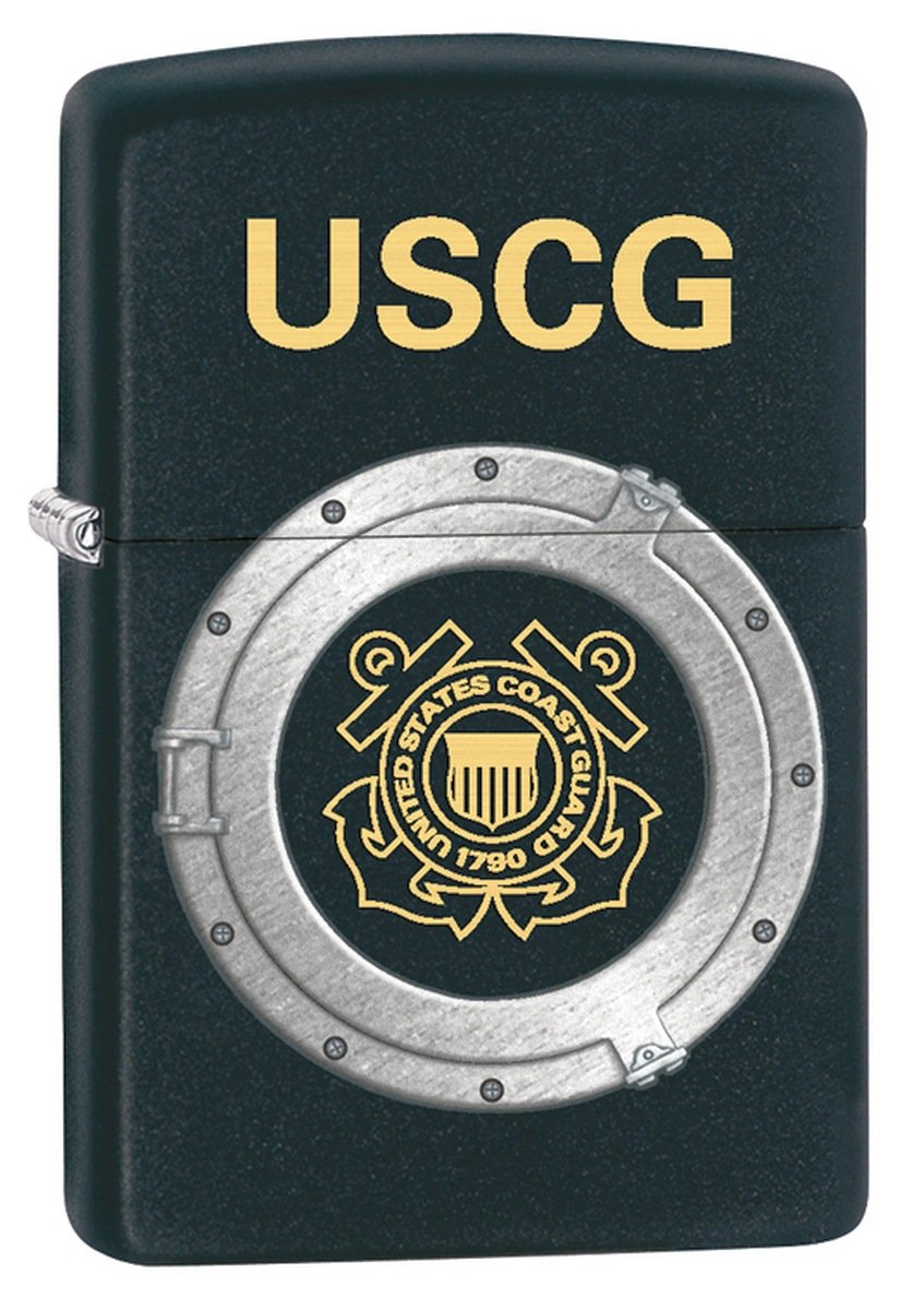 фото Бензиновая зажигалка zippo coast guard black matte