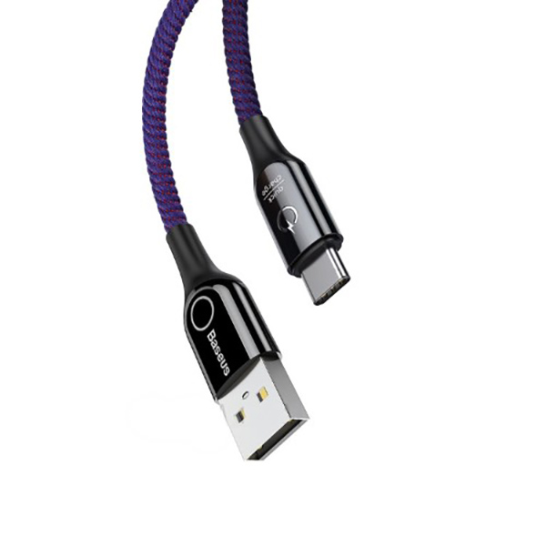 фото Кабель baseus c-shaped light intelligent type-c 1m black/purple