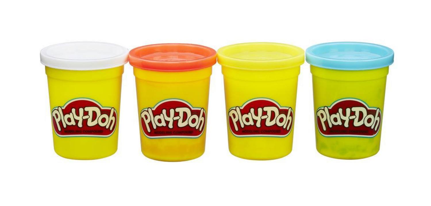 Масса для лепки Play-doh набор 4 банки, B5517 B6508 гуашь луч фантазия набор 12 ов в баночках по 15 мл