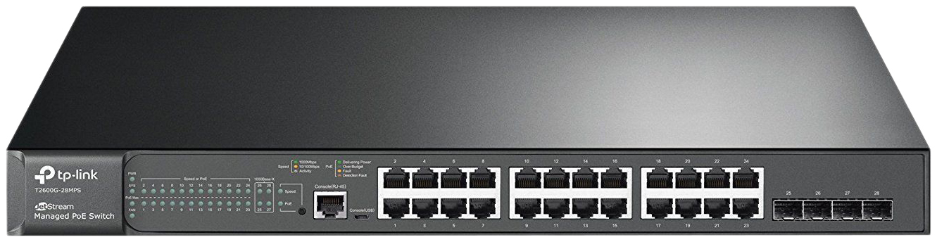 

Коммутатор TP-LINK T2600G-28MPS Black, T2600G-28MPS