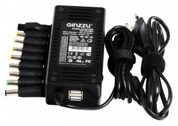 

Блок питания для ноутбука Ginzzu GA-10120U 120Вт универсальный, GA-10120U