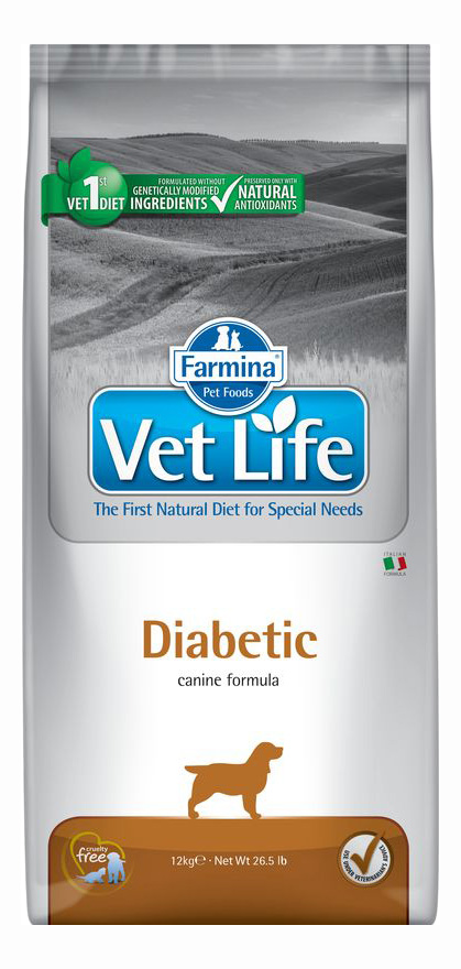 фото Сухой корм для собак farmina vet life diabetic, при диабете, курица, 12кг