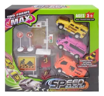 

Набор пластиковых машинок Junfa Toys 158A-1, Разноцветный, Набор машинок-трансорфмеров