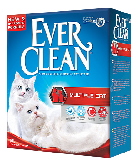 фото Комкующийся наполнитель для кошек ever clean multiple cat бентонитовый, 10 кг, 10 л