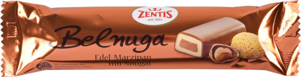 Марципановый батончик Zentis belnuga в молочном шоколаде с нугой 60 г