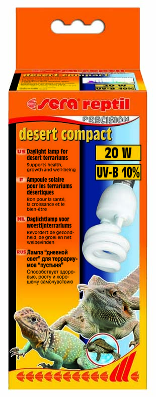 фото Ультрафиолетовая лампа для террариума sera reptil desert compact uv-b, 20 вт