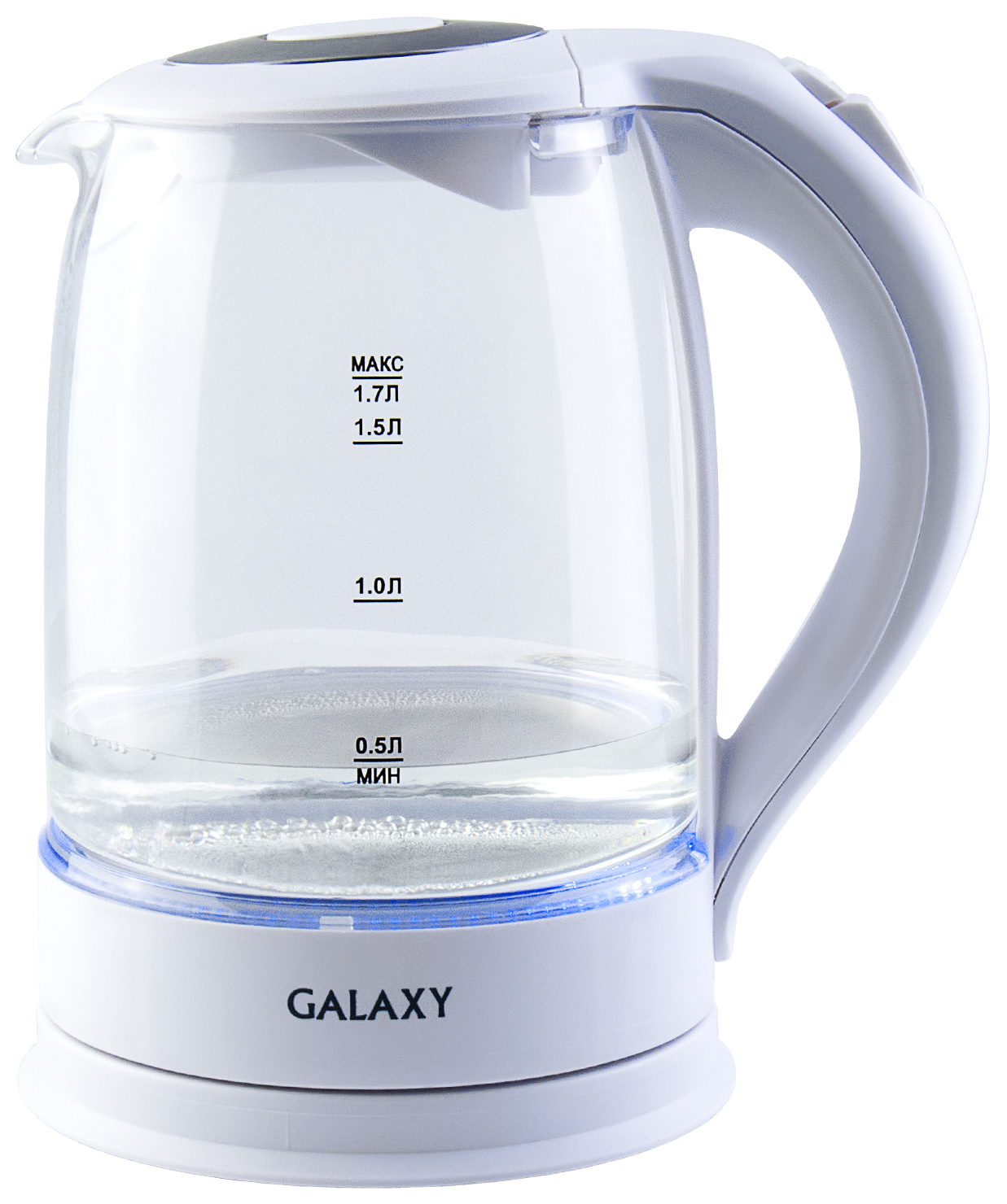 Чайник электрический Galaxy GL0553 1.7 л белый, прозрачный на samsung galaxy s23 с 3d принтом fall in love прозрачный