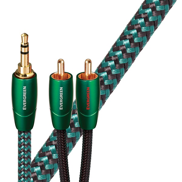 фото Кабель audioquest evergreen 2rca - jack 3.5, 1м black/green